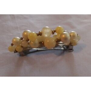 Vintage Faux Pearl & Bead Hair Barrette Clip
